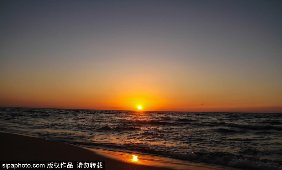 夕陽西下 加沙海邊日落美景